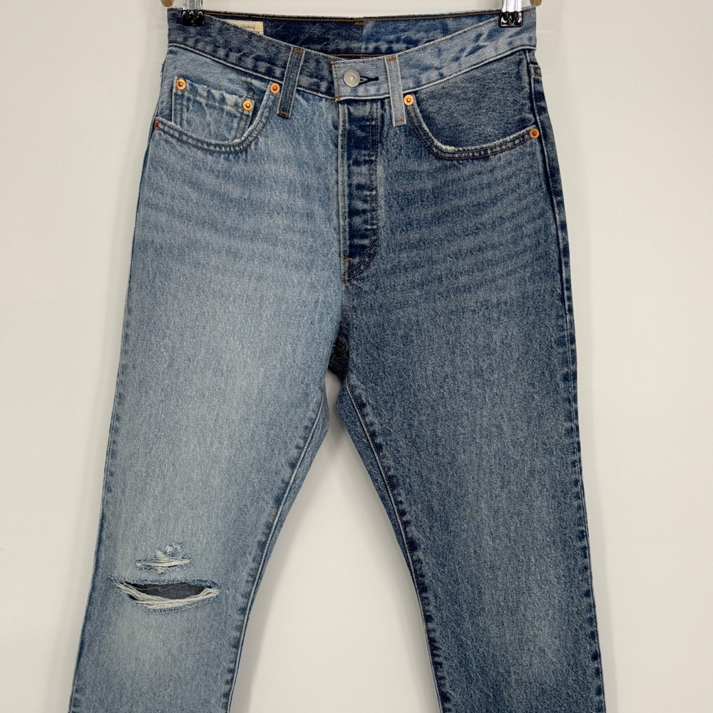 Levi's Premium 501 Original Two Tone Jeans 27 Blue High Rise Straight Leg Denim - Picture 4 of 12